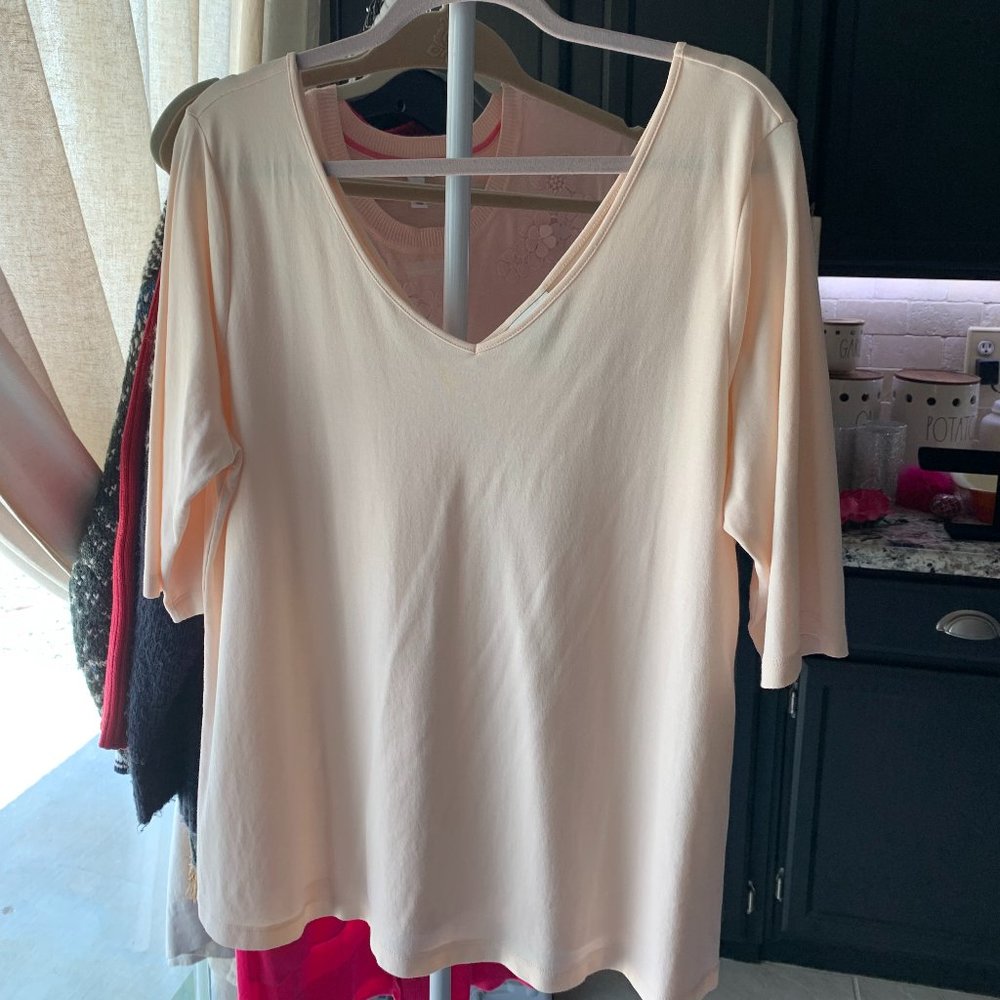 Lane Collection by Lane Bryant Deep V Neck Shirt 2X